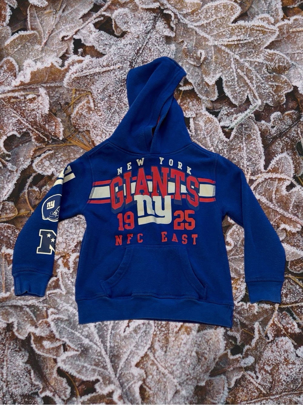 NFL Team Apparel Kids Small New York Giants Zip Hood Hoodie Blue